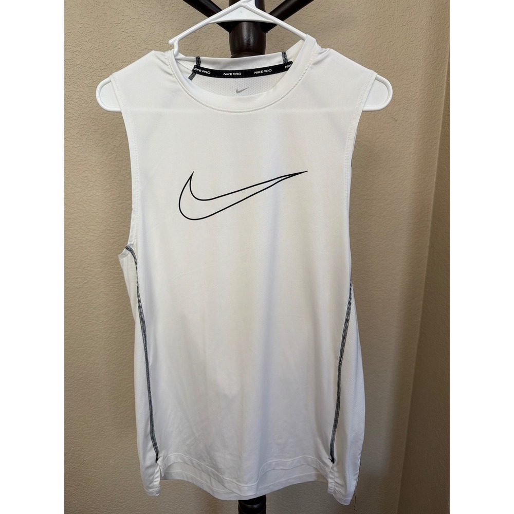 Nike Pro Dri-FIT Mens Slim Fit Sleeveless Training Top White Medium BV5602-100
